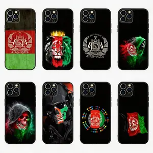 Afghanistan Flag Lion Skull Case for iPhone 17 16 15 14 13 12 11 PRO MAX, Premium TPU Soft Cover with Precise Cutouts, Classic Straight Edge Protective Phone Case