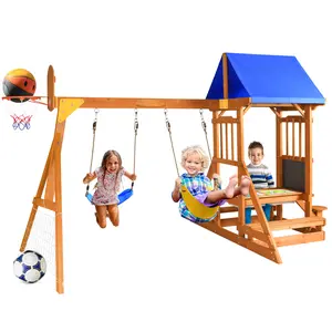SuniBoxi Wooden Swing Set 6-in-1 Playground Set