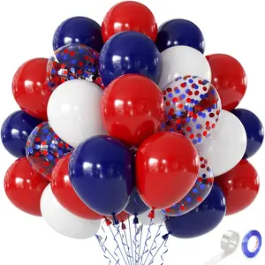 Red White and Blue Balloons - 60pcs 12" Navy Blue and Red and White Party Balloons for Birthday Graduation Independence Day Party Decorations
