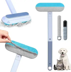 Pet Hair Remover 4 in 1- Reusable Long Handle Dog Hair Remover Brush, Washable Lint Cleaner for Dog and Cat Hair, Gentle on Furniture, Multifunctional Hair Removal Brush