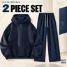 Men's Polyester Half-Zip Hoodie and Relaxed Sweatpants, Select Top Only, Pants Only or Coordinated Outfit, Solid Colors, Hooded Pullover, Drawstring Waist, Casual Lounge and Everyday Wear