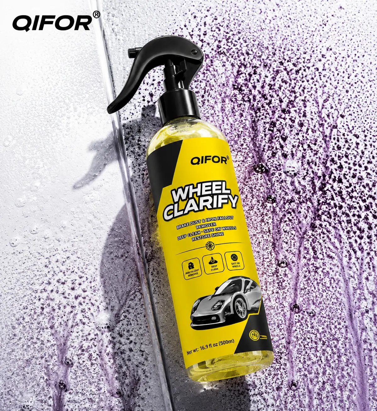 OIFOR Wheel Clarify Heavy-Duty Wheel Cleaner Spray, Brake Dust & Iron Fallout Remover, Deep Rim Cleaner for All Wheels