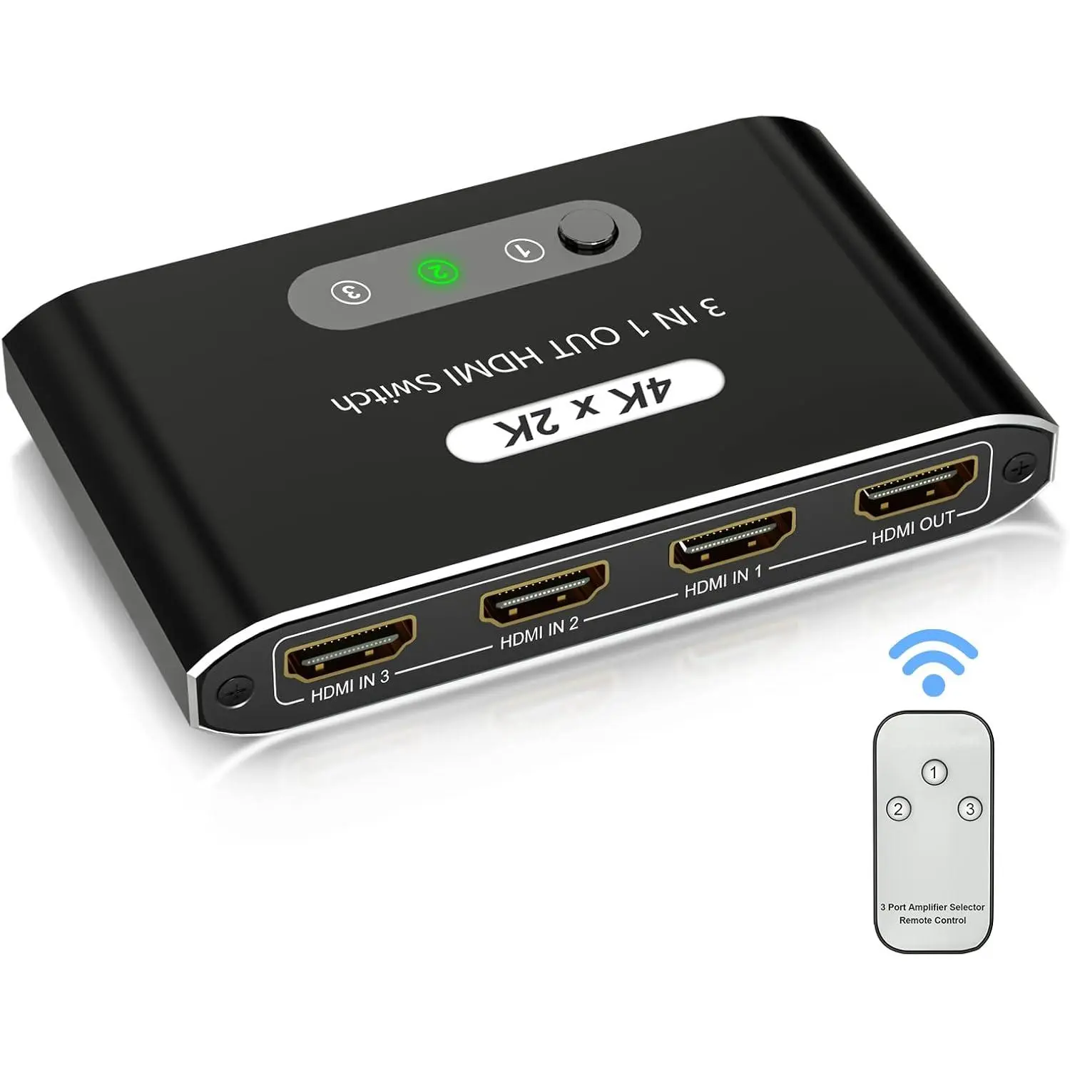 4K HDMI Splitter with Remote, ORIKLON 3 in 1 Out HDMI Switch Box, Aluminum 3 Port HDMI Switcher Selector, Support 4K@30Hz HD 3D 1080P for Cable Box Fire Stick Nintendo Switch Xbox PS3/4 DVD Blu-Ray