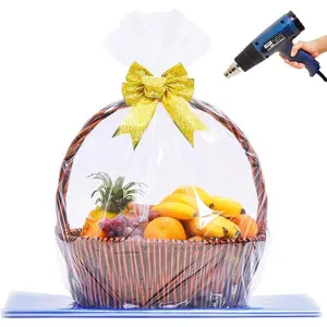 Shrink Wrap Bags Cellophane Wrap for  Baskets, 37x45 Inch Christmas Basket Bags (5 pcs, XXL)