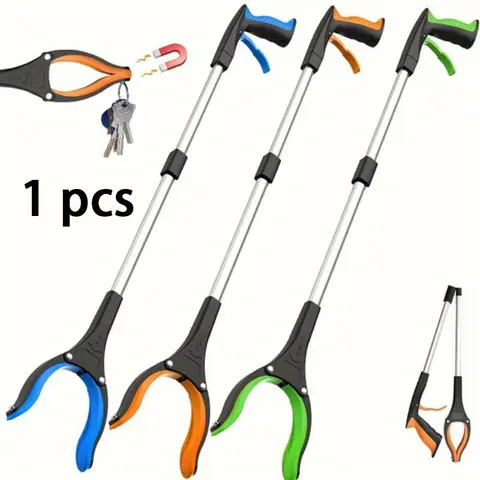 1 Count Portable Garbage Picker Grabber with 360° Rotating Clamp, Lightweight 32-Inch Trash Pickup Tool for Seniors, Elderly-Friendly Reaching Tool, Household Gadget, Home Cleaning Supplies