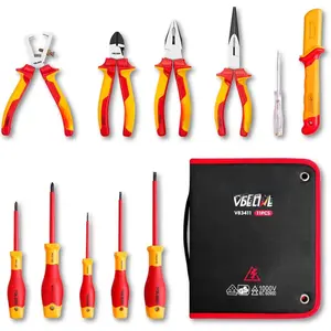 Insulated  & Pliers Set: 11- VDE Insulated Set, 1000V Insulated Electrician Tool Set with Insulated Phillips and Slotted Screwdrivers, Insulated Pliers and