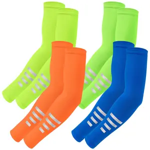 4 Paia Manicotti Braccio Raffreddanti con Protezione Solare UV UPF 50+ | CiclismoTok OutdoorTok EstateTok Traspiranti Elastici Unisex con Strisce Riflettenti | per Ciclismo Corsa Notturna Trekking Escursionismo Estivi