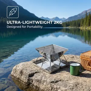 Compact 304 Stainless Steel Collapsible Barbecue Grill | Perfect for Outdoor Camping, Picnics, And Charcoal Cooking