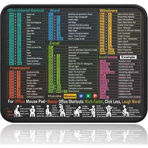 Mouse Pad for Excel, Word, PowerPoint, Windows Shortcuts-Small Excel Cheat Sheet Desk Pad - 11.8"x9.8" Portable Computer Mouse Pad - Gaming, Office Use, Waterproof, Non-Slip, Stitched Edges