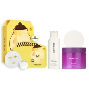 Papa Recipe "Papa Knows Best" Best-Sellers Bundle: Bombee Honey Mask Pack, Blemish Enzyme Powder Cleanser, Eggplant Clearing Peeling Toner Pads