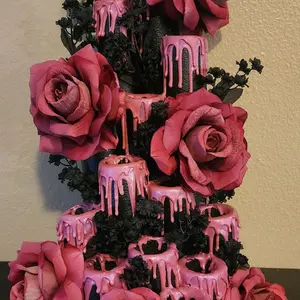 Gothic Mauve and Peony Candelabra. Comes with 13 tea lights in either flickering flame or color changing. beautiful piece.