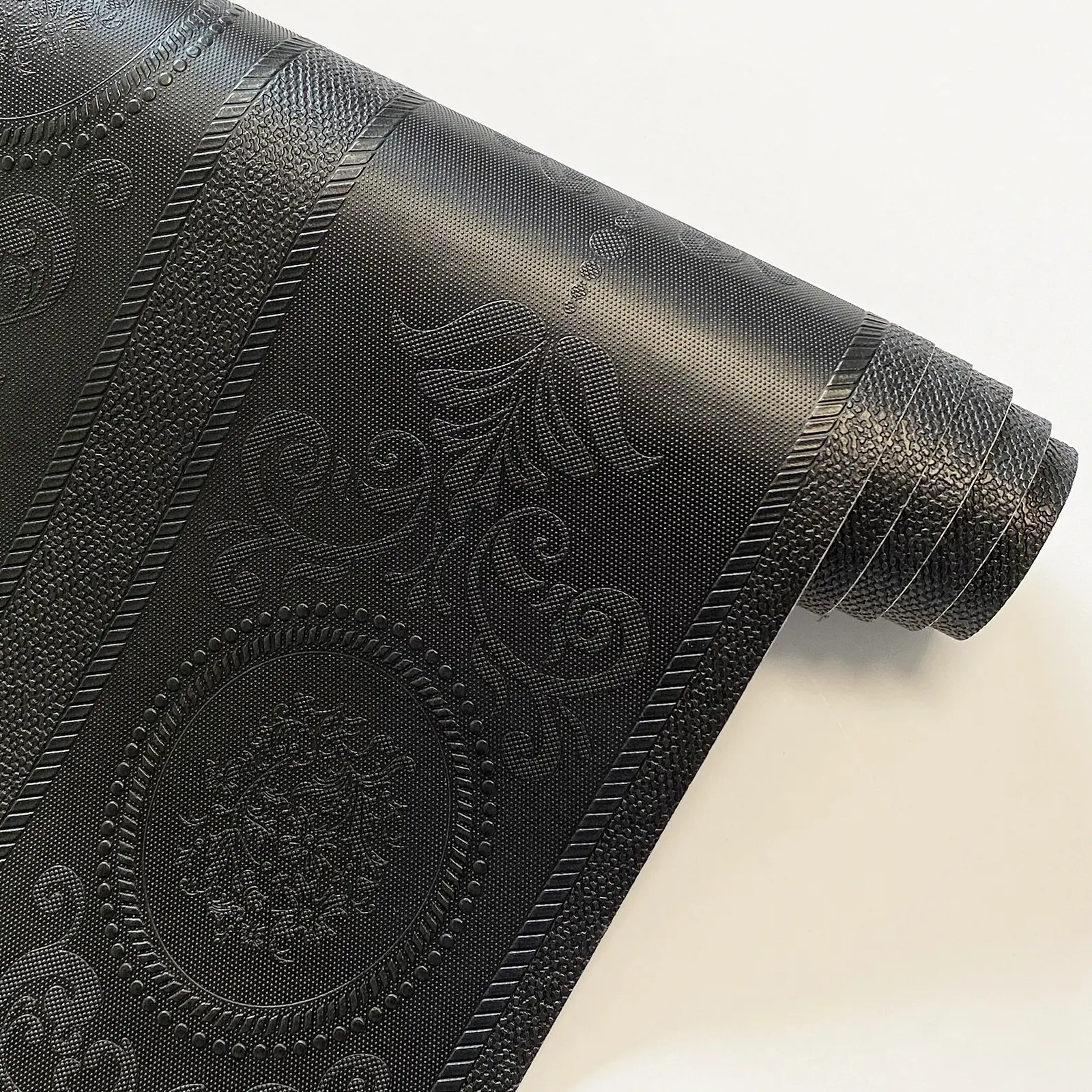 JiffDiff Wallpaper Peel and Stick Textured, 3D Black Embossed Wall Paper Stick on Wallpaper Modern Waterproof Self Adhesive Contact Paper(17.3" x 400")