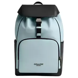 Coach Racer 26 Medium Backpack for Men in Blue and Black with Leather and Coated Canvas