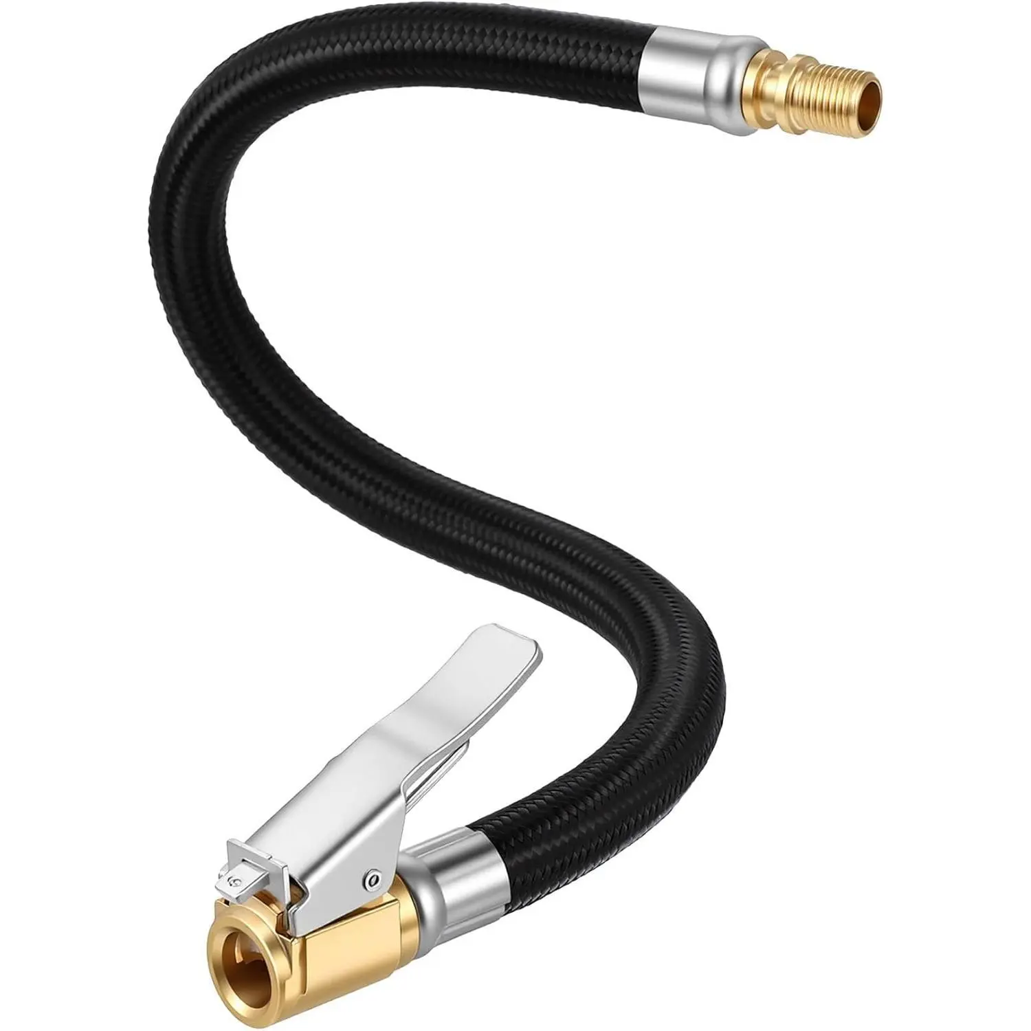 12 Inch Tire Inflator Hose Replacement, Clip-On Tire Inflator Extension Hose for Quick-Inflation Lock, Car Motorcycle Bicycle
