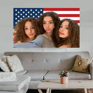 Funny Kalogeras Sisters Triplets Flag Tapestry  Banner Funny Man Cave Wall Banner Decor Decorative Peach Decoration Light