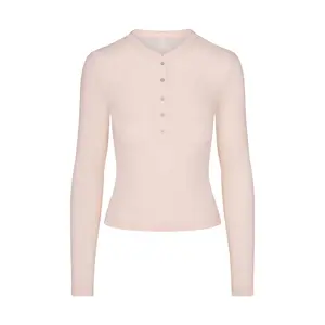 SHEER MODAL CREWNECK HENLEY | PRIMROSE