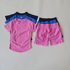 Dfyne Two-Piece Women's Shorts, Short-Sleeved Fitness Tops, High-Waisted Sports Shorts, Sports Suits, Fitness Clothing, Yoga Sets