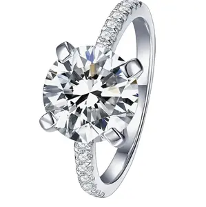 3CT D-VVS1 Solitaire Moissanite Engagement Ring 925 Silver 18K White Gold Plated Ideal Gift for Women Diamond Princess