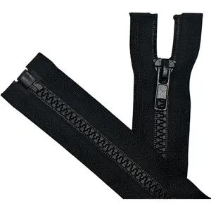 2PCS #5 22 Inch Black Separating Jacket Zippers for Sewing Coats, Molded Plastic Bulk Zippers(Black 22" 2PCS)