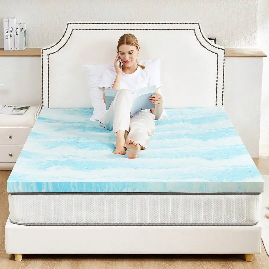 Soft And Breathable  Topper - 2 And 3 Inches Gel Memory Foam  Topper King Size For Back Pain, CertiPUR-US Certified mattress Primed