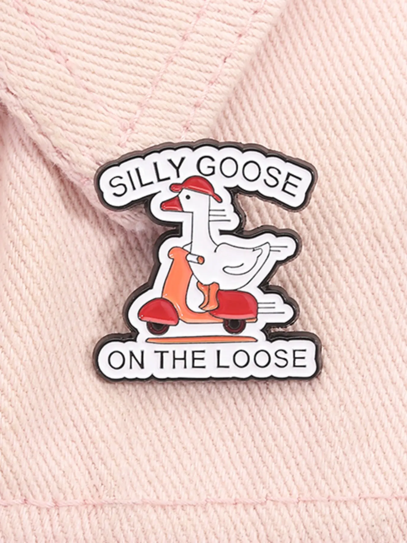 Silly Goose On The Loose Enamel Pin Cartoon Funny Goose On Scooter Cute Animal Brooch Lapel Backpack Badge Jewelry Accessories Gift for Friends