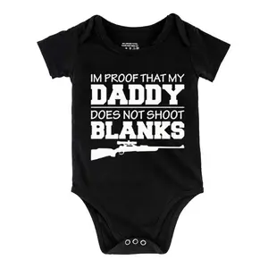 I'M Proof That My Daddy Doesn'T Shoot Blanks Baby Short Sleeve Onesies Cotton Bodysuits Romper for Infant & Newborn Boys Girls Soft Casual Outfit with Snap Closures for Easy Diaper Change  (0-24 Months)