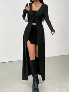 New Fashion Elegant Casual Solid Color Women's Long Coat, Stylish Ladies Outerwear, Comfortable and Trendy Design, Perfect for Daily Wear