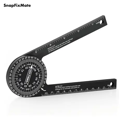 GJANSH 7 Inch Aluminum Miter Saw Protractor, Professional Angle Measuring Tool, Comes with Two Extra Straightedge Protractors for Woodworkers, Builders, Plumbers, Home DIY, TikTokShopBlackFriday