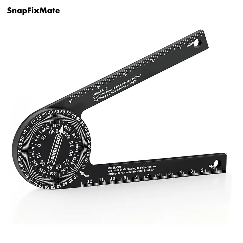 GJANSH 7 Inch Aluminum Miter Saw Protractor, Professional Angle Measuring Tool, Comes with Two Extra Straightedge Protractors for Woodworkers, Builders, Plumbers, Home DIY, TikTokShopBlackFriday
