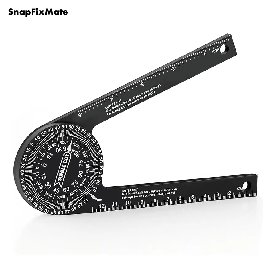 GJANSH 7 Inch Aluminum Miter Saw Protractor, Professional Angle Measuring Tool, Comes with Two Extra Straightedge Protractors for Woodworkers, Builders, Plumbers, Home DIY, TikTokShopBlackFriday