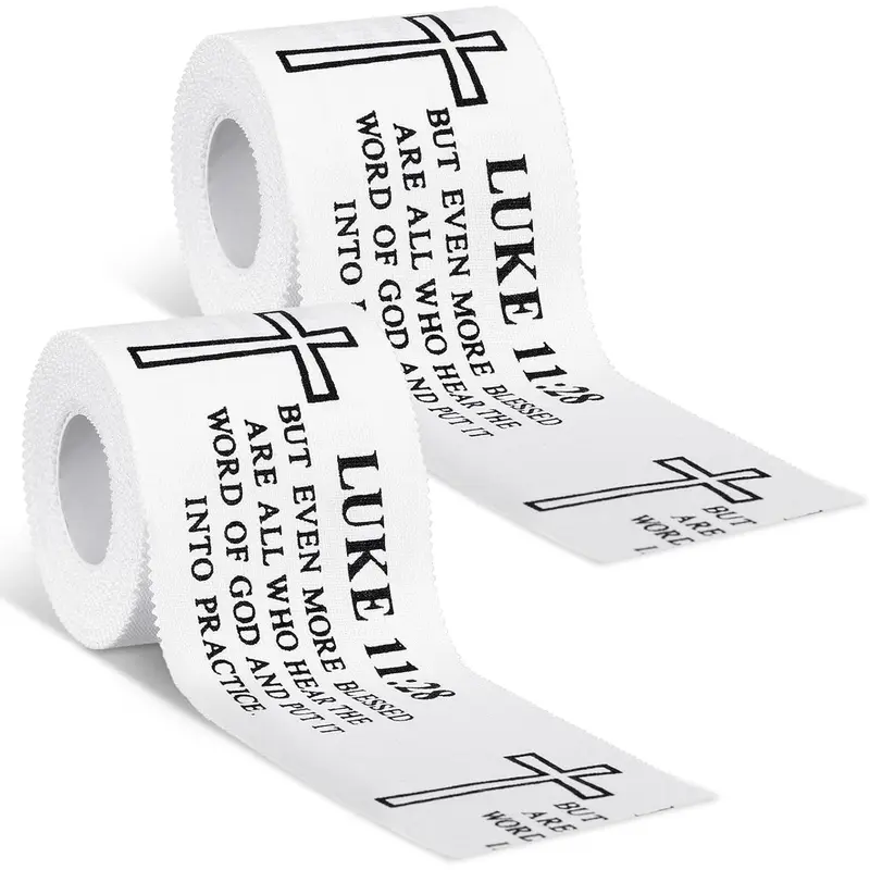 2 count Christian  Athletic Tape 2IN X 23FT Cotton Wrist Sport Tape with Jesus Bible Verse for Soccer Football Sports Baseball Gymnastics Athlete Injury(White,Luke 11:28)