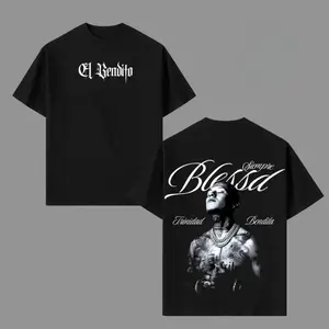 Blessd El Bendito T-Shirt, Vintage Graphic Tee, Oversized Cotton T-Shirt, Latin Trap Reggaeton Music Streetwear Unisex Double Print Shirt, Y2K Outfits