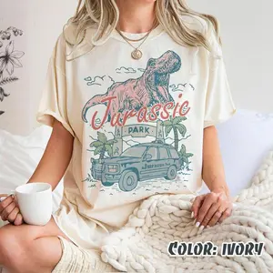 [SALE UP TO 50% + FREE SHIP] Vintage Jurassic Park Comfort Colors Shirt, Retro Jurassic Park Entrance with Tour Shirt, Jurassic Park Dinosaur T-rex Shirt, Jurassic World