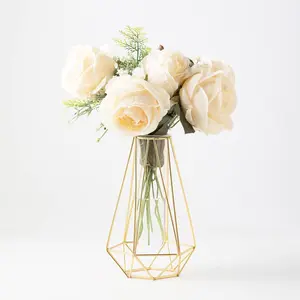 Gold Vase for Home Decor,Flower vase for Decor,geometric vases for centerpieces,gold glass vase for wedding decorations,Gold vases for centerpieces,gold test tube vase (8.5 inch Gold) baptism centerpieces ceramic vases