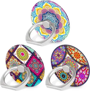 Bonoma Cell Phone Ring Holder Stand, 3 Pack Colorful Mandala 360 Rotation Universal Smartphone Ring Grip Stand Compatible with Smartphones and Tablets