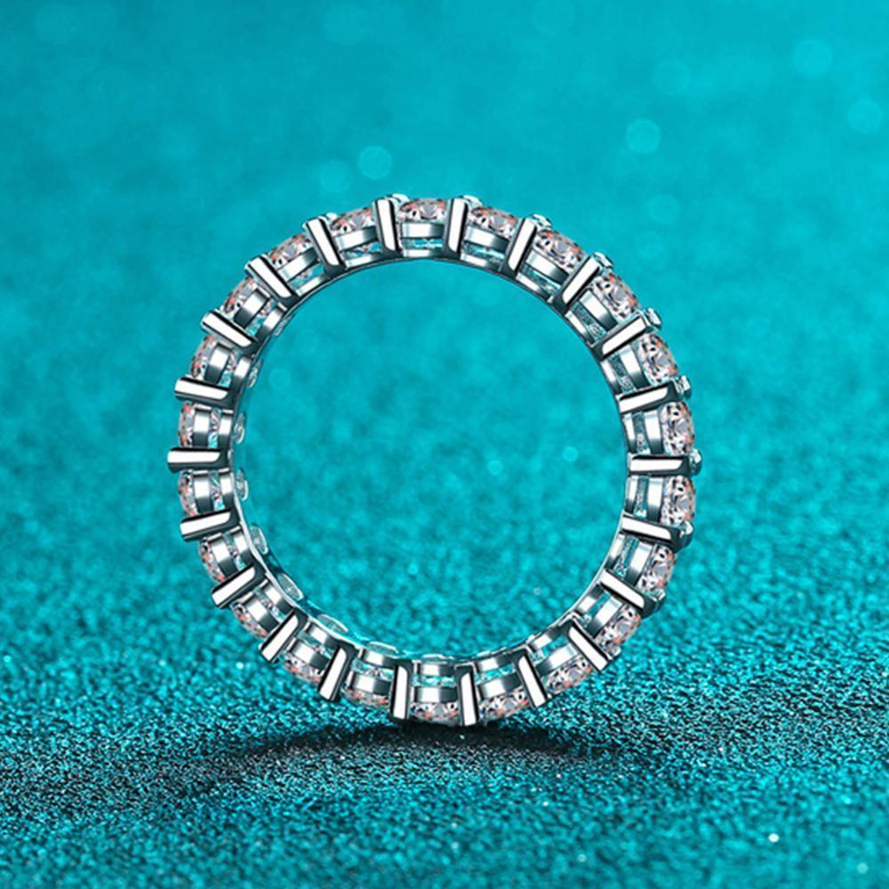 EWYA Luxury 7CT 5mm Full Eternity Moissanite Diamond Engagement Ring For Women S925 Silver Wedding Band Rings Fine Jewelry Gift