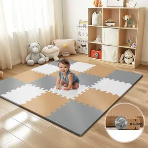 16 Tiles Baby Play Mat for Floor, EVA Foam Baby Floor Play Mat with 0.6 Inch Thick Interlocking Foam Tiles, Foam Floor Tiles for Baby, Toddlers and Kids
