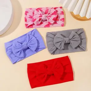 An Solid Colors Baby Bowknot Headband Broadside Headwear Kids Girls Boutique Elastic Protect Turban Hair Band Baby Hair Accessories