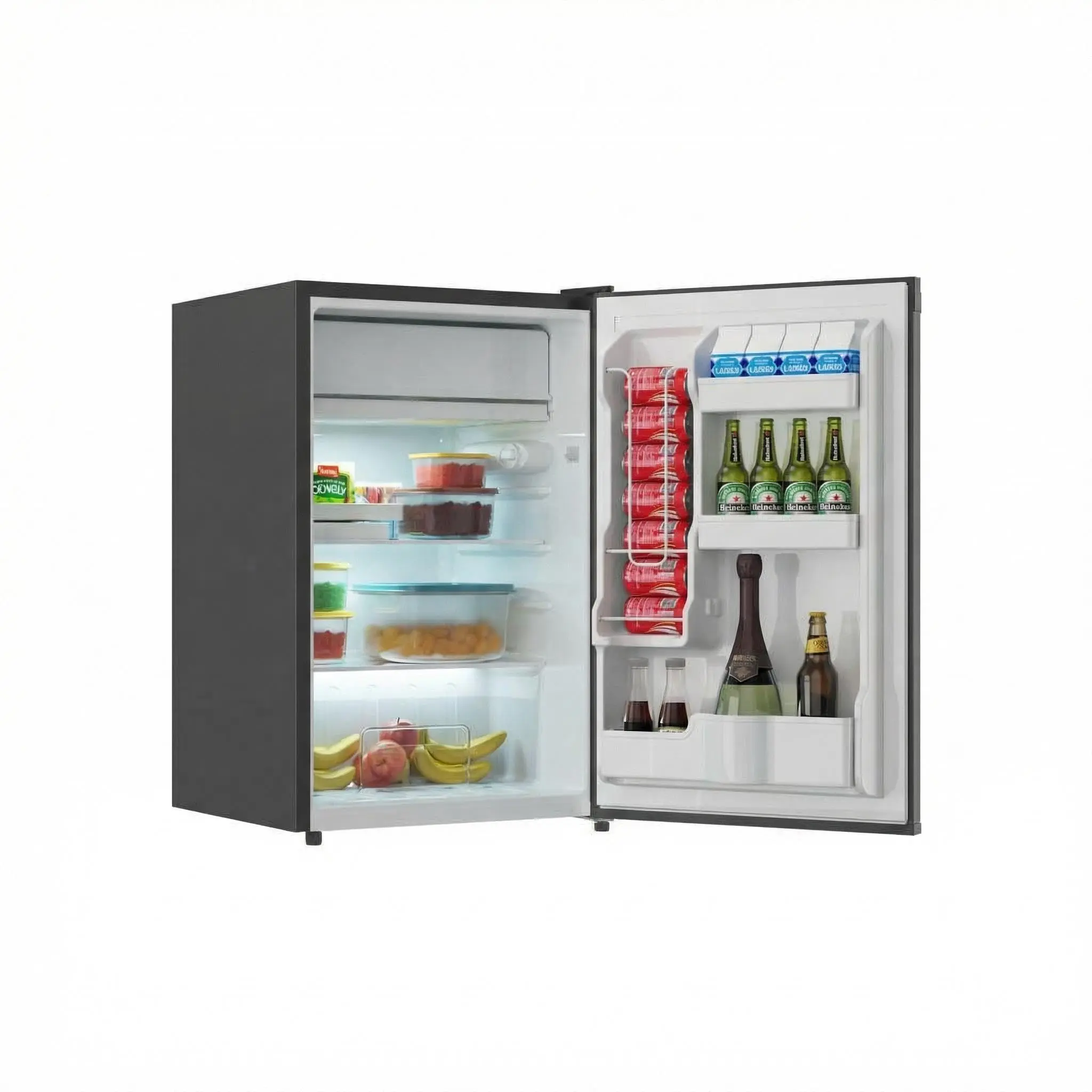Garvee 4.3 Cu Ft Compact Mini Fridge with Freezer, Adjustable Thermostat, Glass Shelves, Crisper Drawer, Energy Efficient, Quiet Operation, Portable Design for Bedroom, Dorm, Office, or Car Use, Available in Black and White