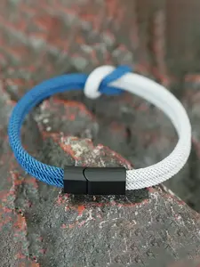Men's Magnetic Buckle Braided Wristband, Dual Color Handmade Outdoor Sports Style Gift, Unisex Rope Bracelet for All Occasions