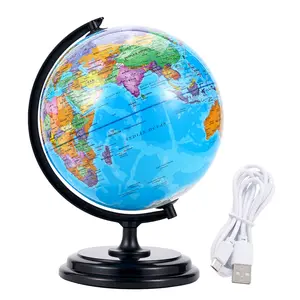 360 Degree Rotating Globe, Small Night Light Decoration Gift, Learning World Earth Map Teaching Tool, Ball Diameter 12.6 Inches