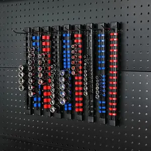 9 PC ABS Socket Storage Boxes 1/4 inch x 38 Clips 3/8 inch x 45 Clips 1/2 inch x 36 Clips High-Quality Socket Bracket for Organized Tool Storage