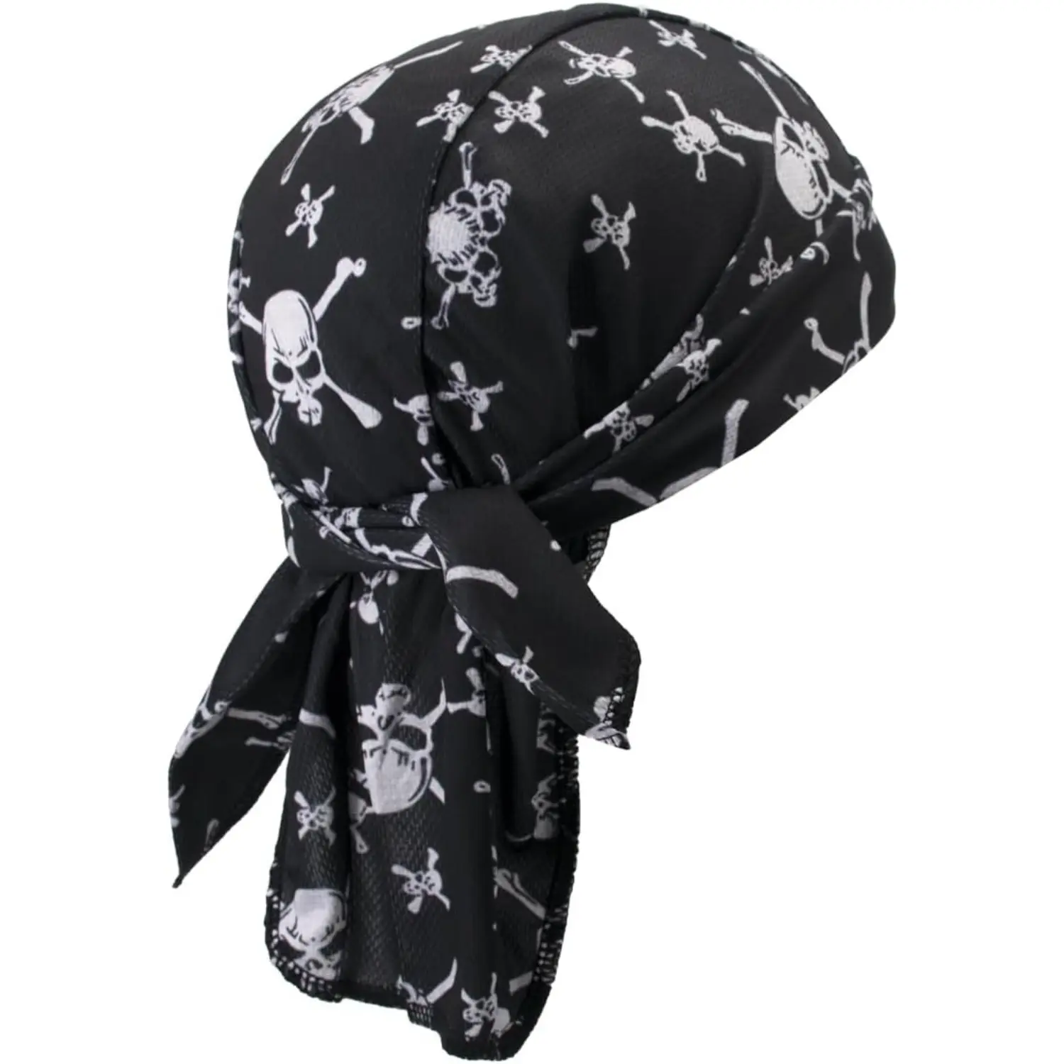 Unisex Skull Print Durag, Adjustable Polyester Fabric Hairwraps - Moisture Wicking Head Scarf for Outdoor Sports & Biking Scarf Head Wrap Printed Polyester Scarf