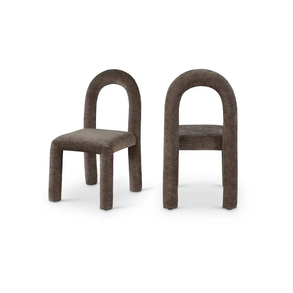Amari Brown Chenille Fabric Dining Chair, Set of 2