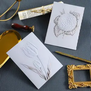 [ Bunny& Friends] Valentine's Day Embossed Greeting Cards with Brown Kraft Envelopes – Elegant Floral Patterns, Perfect for Weddings, Parties, and Birthday Invitations – Thoughtful Gift Idea