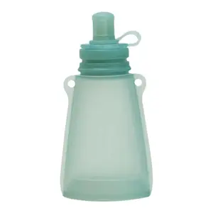 Silicone Squeeze Pouches Squeeze Soft Silicone Food Pouches Reusable Leakproof Easy Cleaning Food Bags With Removable Straw For