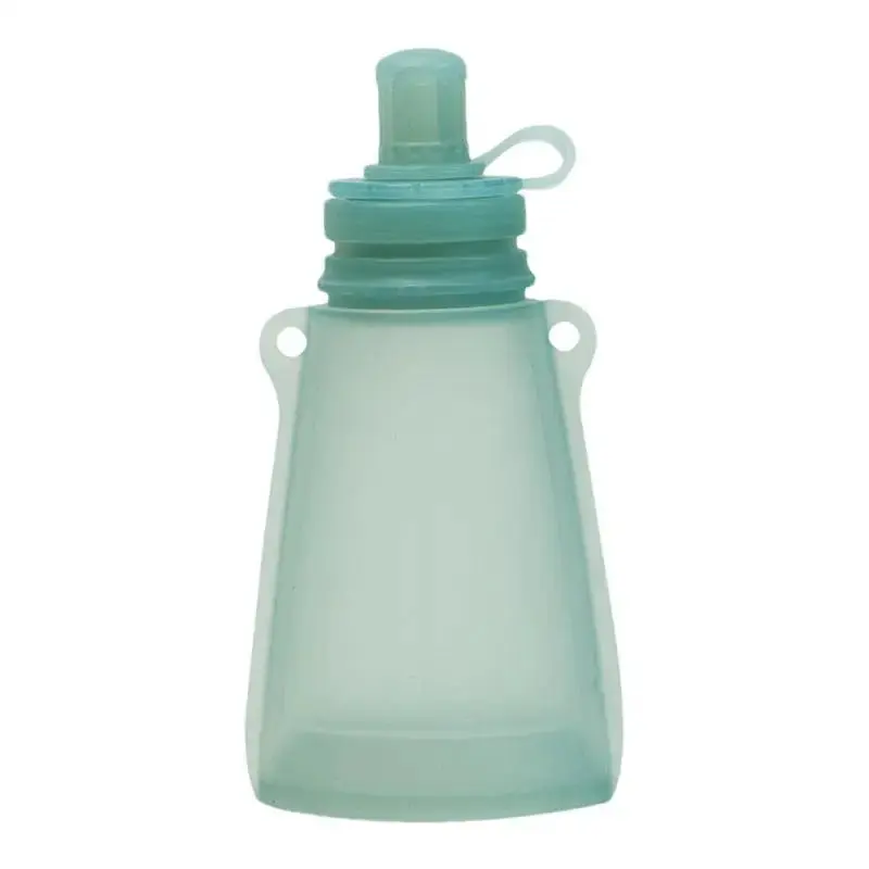 Silicone Squeeze Pouches Squeeze Soft Silicone Food Pouches Reusable Leakproof Easy Cleaning Food Bags With Removable Straw For