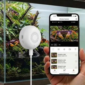 FHD 3MP Smart Aquarium Camera, Fish Vampire Crabs  5GWiFi Reptile Terrarium Monitor, 6x Zoom Auto Focus, Starlight Night Vision, Temperature & Humidity Sensor Alert, Window Bird Feeder Camera, Works with Alexa, No-Tool Installation