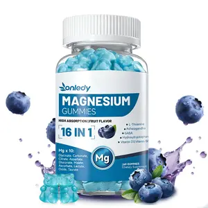 Magnesium Complex 16-in-1  Formula 10 Type of Magnesium with Ashwagandha,L-Theanine,Supports Sleep&Digest,Stress Relief,Sugar Free Gummy Fruit Flavor Daily Health Supplement Edible Dietary Healthcare