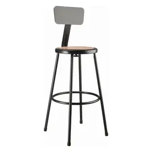 212 MAIN 30 in. Heavy Duty Steel Stool with Adjustable Backrest, Round Seat, Welded Legs, Steel Frame, Black Commercial/Office Furniture
